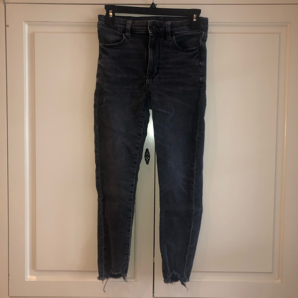 American eagle super stretch super high rise jagging black denim size 2X short